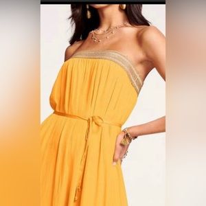 Ramy Brook Yellow Strapless Midi Dress